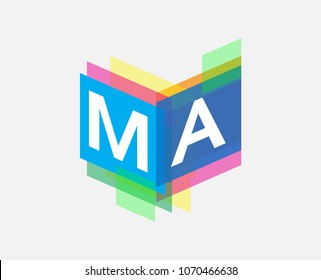 Letter MA logo with colorful geometric shape, letter combination logo design for creative industry, web, business and company.
