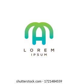 letter MA Am logo design template elements