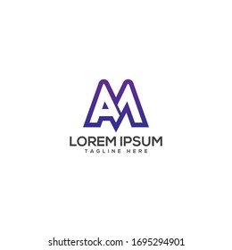 Letter AM MA logo icon design template elements 