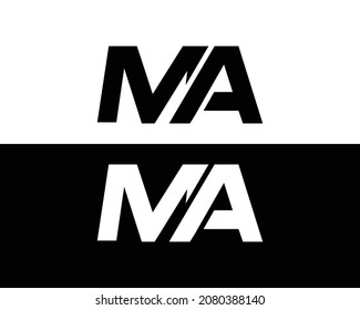 Letter MA Logo Monogram Vector Design Concept Template Symbol.	