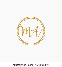 Letter MA logo template. Creative fashion logo design, couple letter , beauty icon. Initial handwriting or handwritten logo for identity. Logo with hand drawn style. wedding concept -vector