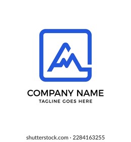 Letter AM or MA Logo Vector Illustration Design Template. Letter A with mountain logo design.