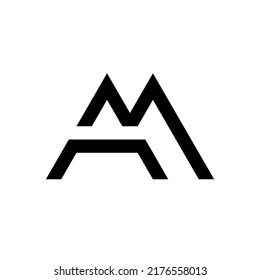 Letter AM MA minimal logo design