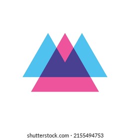 Letter AM MA overlapping color logo design