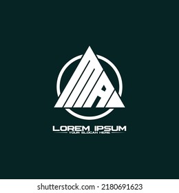 Letra vector de diseño de logotipo triangular MA