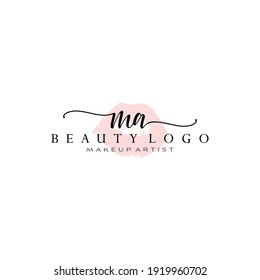 Letter MA Watercolor Lips Premade Logo Design, Logo for Makeup Artist Business Branding, Blush Beauty Boutique Logo Design, Calligraphy Logo