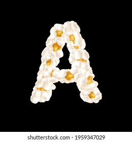 The letter A made up of airy popcorn. Vector illustration