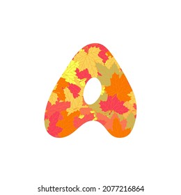 letter a made from autumn leaves, vector illustration