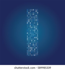 Letter I made from binary code data