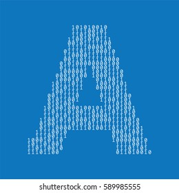 Letter A made from binary code data