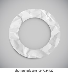 Letter made by crumpled paper with shadows, vector