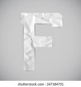 Letter made by crumpled paper with shadows, vector