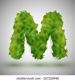 A letter made by leaves, vector
