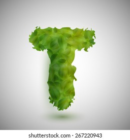 A letter made by leaves, vector