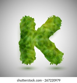 A letter made by leaves, vector