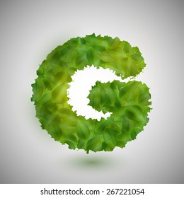 A letter made by leaves, vector