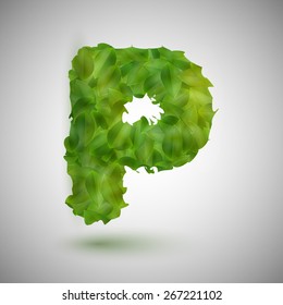 A letter made by leaves, vector