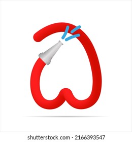 A letter made by red fire hose. Isolated bright vector typeface, app logo, creative design, and more