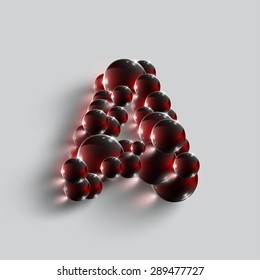 A letter made by red spheres, vector