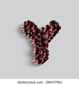 A letter made by red spheres, vector