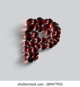 A letter made by red spheres, vector