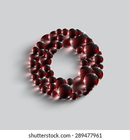 A letter made by red spheres, vector
