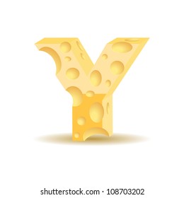 Letter made of cheese (see other cheese characters in my portfolio), vector illustration, eps10, transparent shadow
