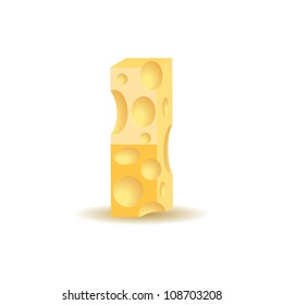 Letter made of cheese (see other cheese characters in my portfolio), vector illustration, eps10, transparent shadow