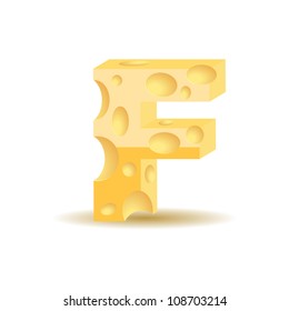 Letter made of cheese (see other cheese characters in my portfolio), vector illustration, eps10, transparent shadow