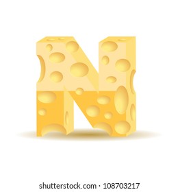 Letter made of cheese (see other cheese characters in my portfolio), vector illustration, eps10, transparent shadow