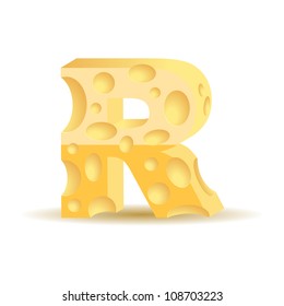 Letter made of cheese (see other cheese characters in my portfolio), vector illustration, eps10, transparent shadow