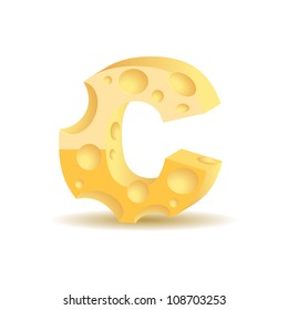 Letter made of cheese (see other cheese characters in my portfolio), vector illustration, eps10, transparent shadow