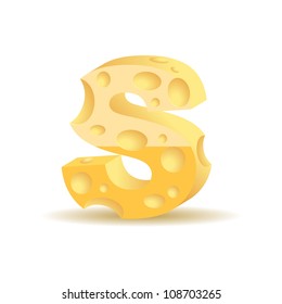 Letter made of cheese (see other cheese characters in my portfolio), vector illustration, eps10, transparent shadow