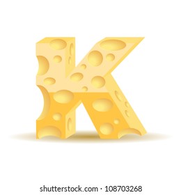 Letter made of cheese (see other cheese characters in my portfolio), vector illustration, eps10, transparent shadow