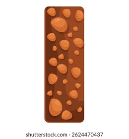 Letter i made of chocolate bar with hazelnut pieces is suggesting snack time during break
