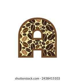 Letter a made of coffee beans vector set, Logo Font A Coffee Beans.
