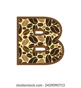 Letter a made of coffee beans vector set, Logo Font B Coffee Beans.