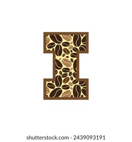 Letter i made of coffee beans vector set, Logo Font  Coffee Beans.