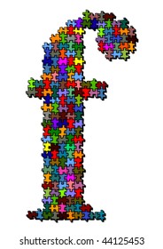 Letter made of colored puzzle pieces - vector illustration