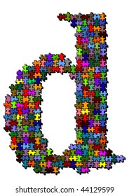 Letter made of colored puzzle pieces - vector illustration
