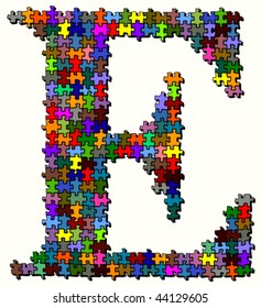 Letter made of colored puzzle pieces - vector illustration