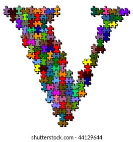Letter made of colored puzzle pieces - vector illustration