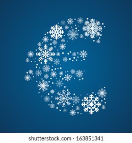 Letter , made from frosty snowflakes, vector font