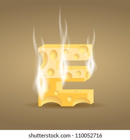 Letter made of hot cheese (see other cheese characters in my portfolio), vector illustration, eps10, transparent shadow and smoke