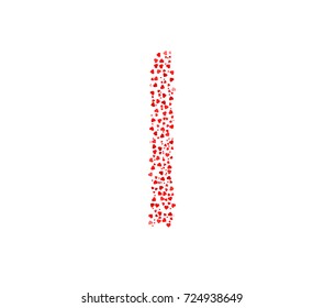 Letter I Made Of Red Hearts