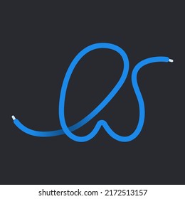 A letter made shoelace. Vector isolated font for app logo, sport design, creative template and more