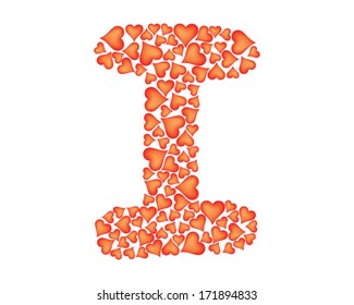letter i made of valentines