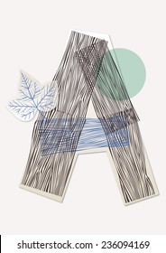 Letter A made of wood texture