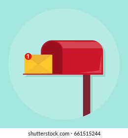 A letter in the mail box, the letter came in the mailbox. Flat design, vector illustration, vector.