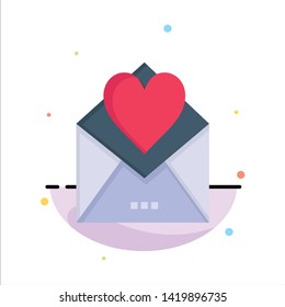 Letter, Mail, Card, Love Letter, Love Abstract Flat Color Icon Template